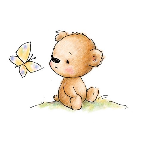 Cute teddy bear with butterfly